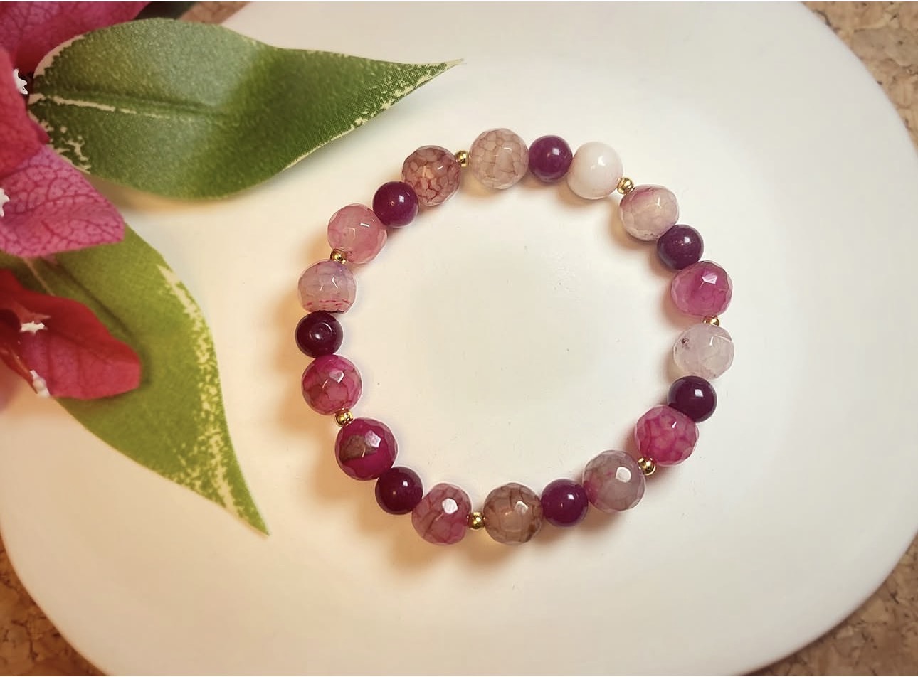 Berry Agate & Jade Harmony Bracelet