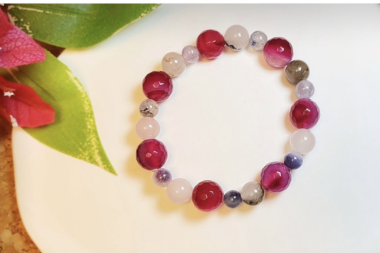Fuchsia Agate & Jade Harmony Bracelet