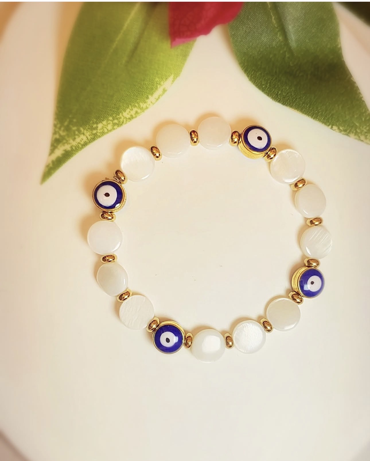 Evil Eye & White Shell Harmony Bracelet