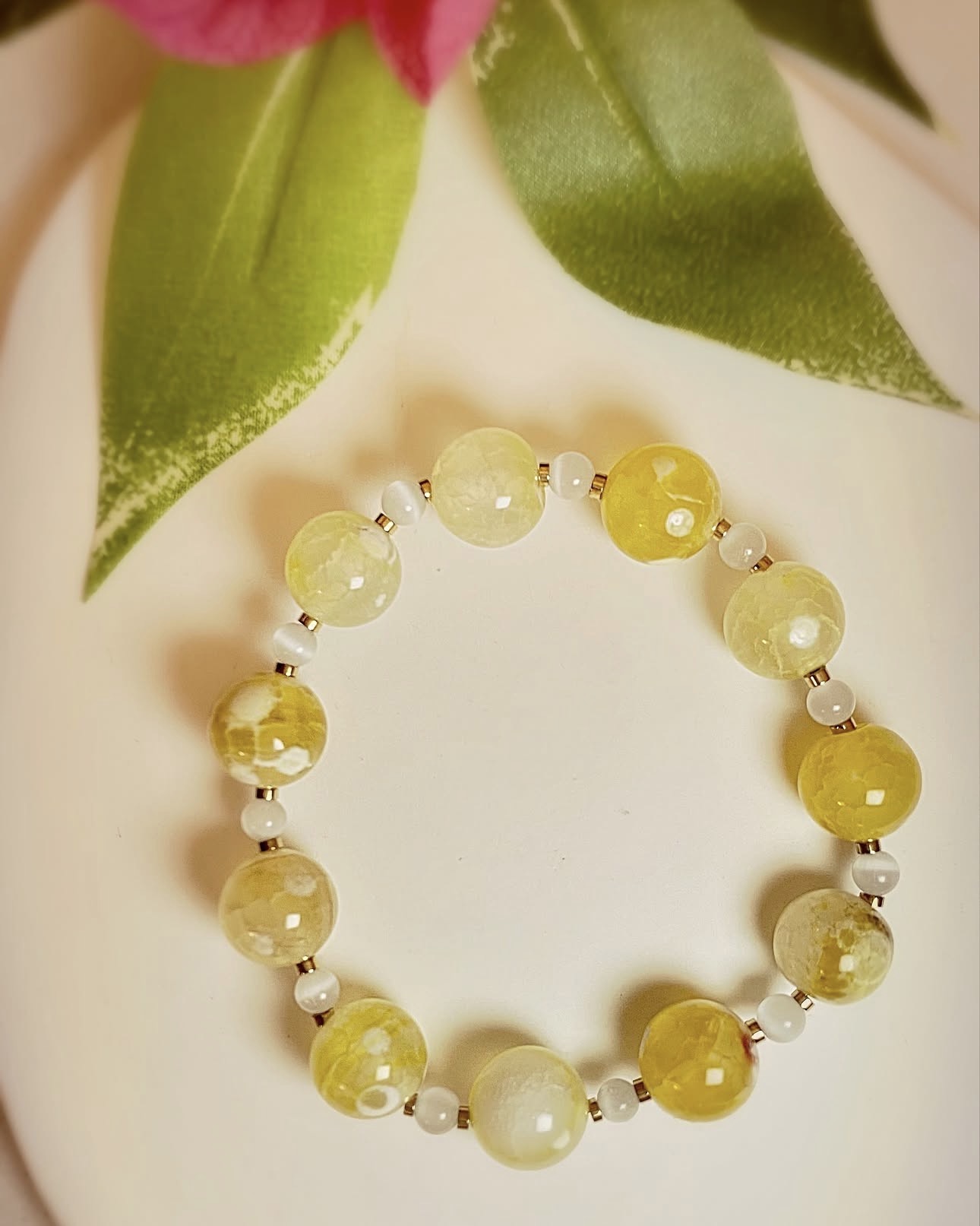 Yellow Crystal Jade & Cat Eye Harmony Bracelet